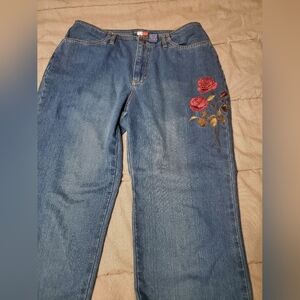 French Cuff Womens Jeans Sz 12 Embroidery Bootcut Y2K Denim Boho Western Artsy